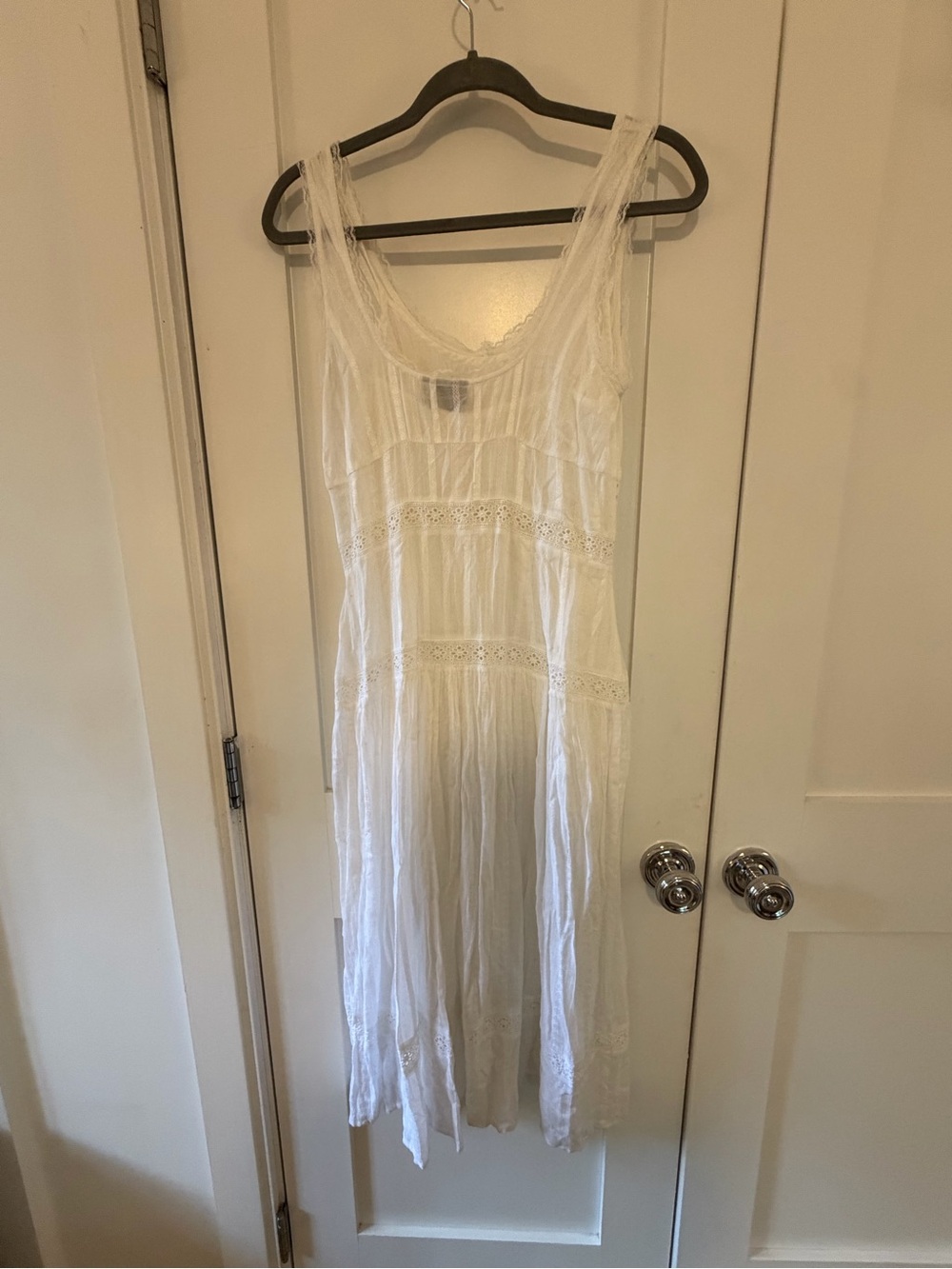 ASOS White Lace-Trim Midi Dress